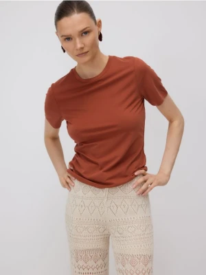 Reserved - T-shirt z modalem - miedziany