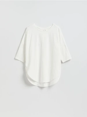 Reserved - T-shirt z modalem - złamana biel