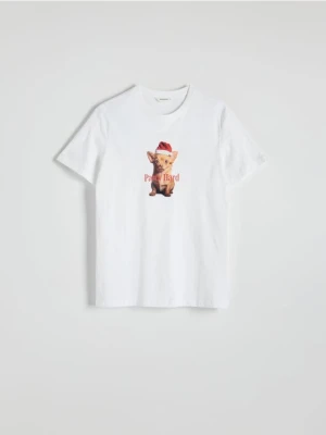 Zdjęcie produktu Reserved - T-shirt z motywem świątecznym - biały