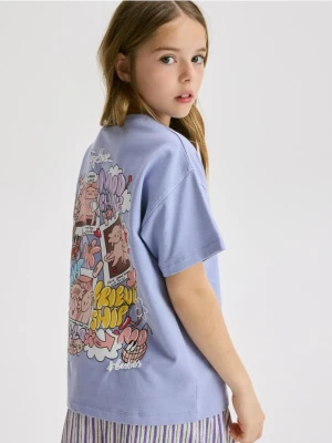 Reserved - T-shirt z nadrukiem Axolotla - niebieski