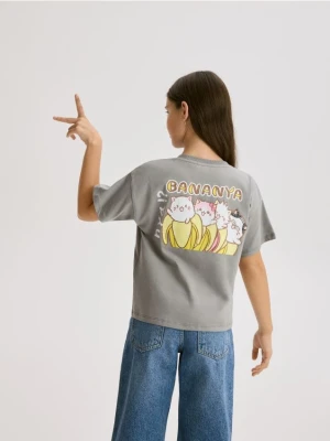 Reserved - T-shirt z nadrukiem Bananya - ciemnoszary