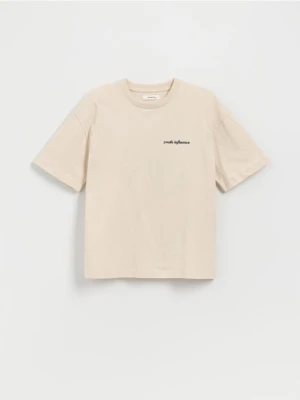 Reserved - T-shirt z nadrukiem - beżowy