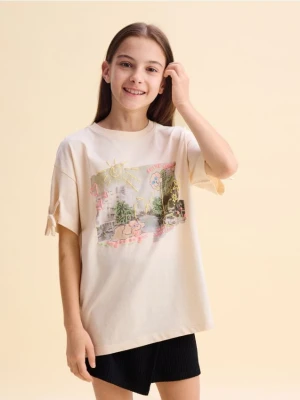 Reserved - T-shirt z nadrukiem - beżowy