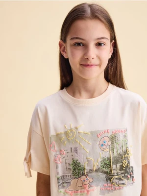 Reserved - T-shirt z nadrukiem - beżowy