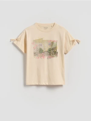 Reserved - T-shirt z nadrukiem - beżowy