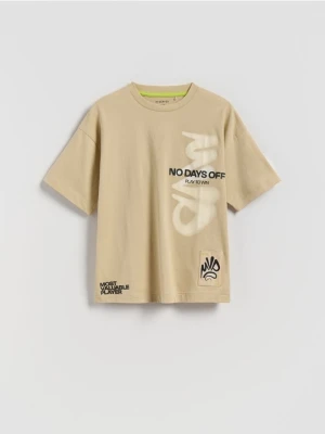 Reserved - T-shirt z nadrukiem - beżowy