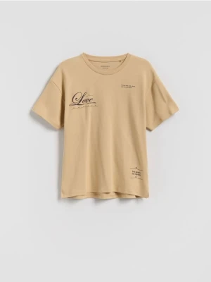 Reserved - T-shirt z nadrukiem - beżowy