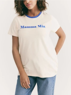 Reserved - T-shirt z nadrukiem - beżowy