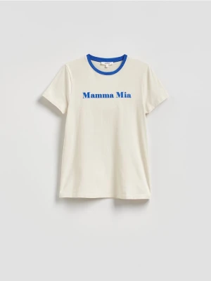 Reserved - T-shirt z nadrukiem - beżowy