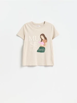 Reserved - T-shirt z nadrukiem - beżowy