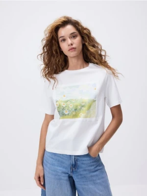 Reserved - T-shirt z nadrukiem - biały