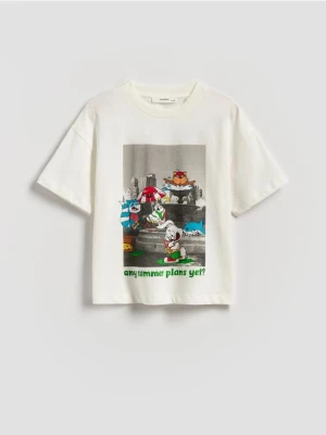 Reserved - T-shirt z nadrukiem - biały