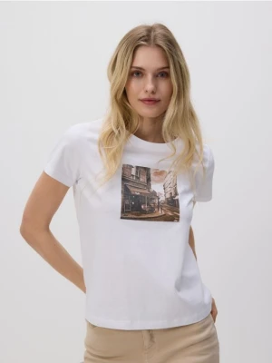 Reserved - T-shirt z nadrukiem - biały
