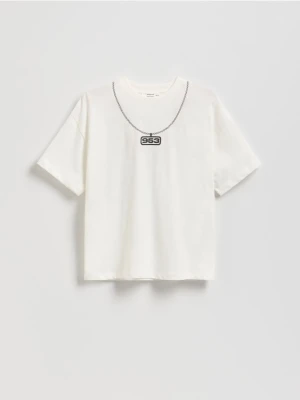 Reserved - T-shirt z nadrukiem - biały
