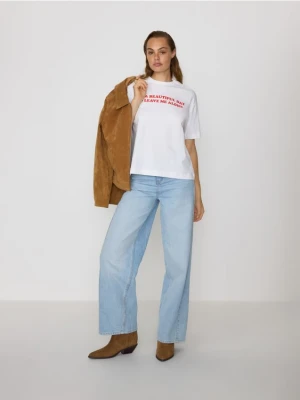 Reserved - T-shirt z nadrukiem - biały