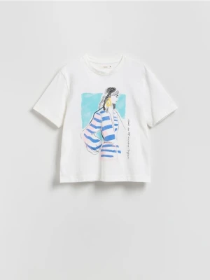 Reserved - T-shirt z nadrukiem - biały