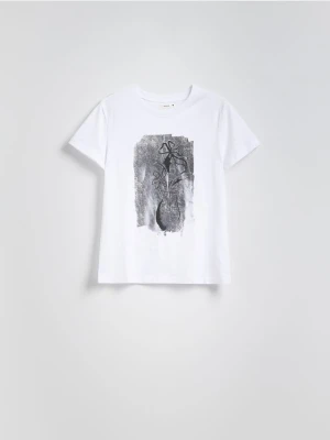 Reserved - T-shirt z nadrukiem - biały