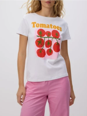 Reserved - T-shirt z nadrukiem - biały