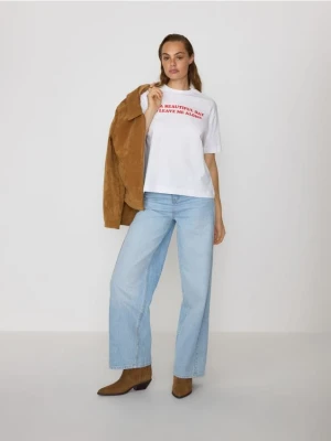 Reserved - T-shirt z nadrukiem - biały