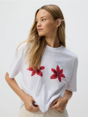 Reserved - T-shirt z nadrukiem - biały