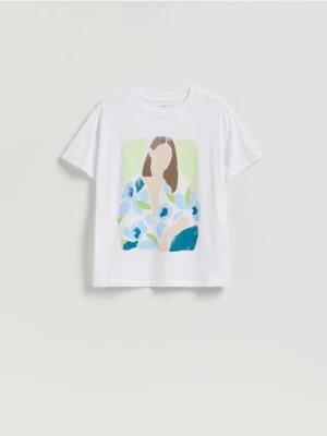 Reserved - T-shirt z nadrukiem - biały