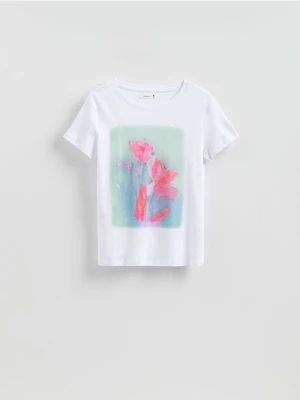 Reserved - T-shirt z nadrukiem - biały