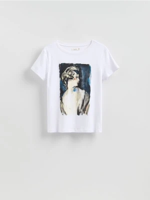 Reserved - T-shirt z nadrukiem - biały