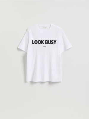 Reserved - T-shirt z nadrukiem - biały