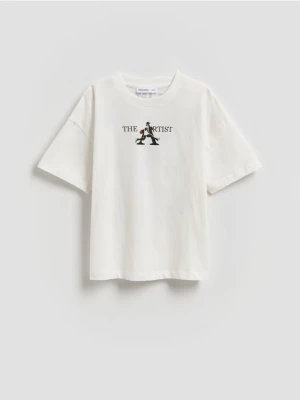 Reserved - T-shirt z nadrukiem - biały