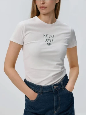 Reserved - T-shirt z nadrukiem - biały