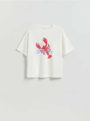 Reserved - T-shirt z nadrukiem - biały