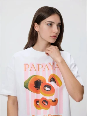 Reserved - T-shirt z nadrukiem - biały