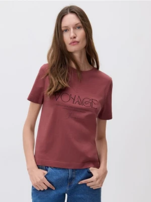 Reserved - T-shirt z nadrukiem - bordowy