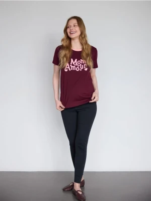 Reserved - T-shirt z nadrukiem - bordowy