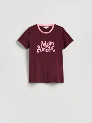 Reserved - T-shirt z nadrukiem - bordowy