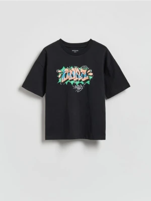 Reserved - T-shirt z nadrukiem - brązowy