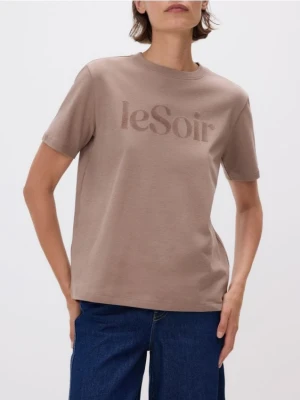 Reserved - T-shirt z nadrukiem - brązowy