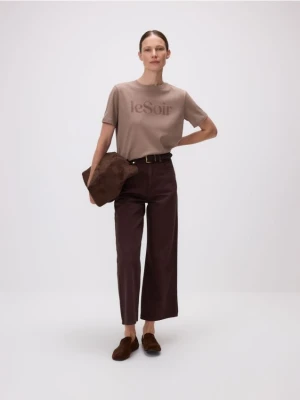 Reserved - T-shirt z nadrukiem - brązowy