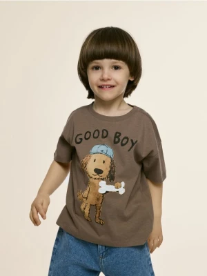 Reserved - T-shirt z nadrukiem - brązowy