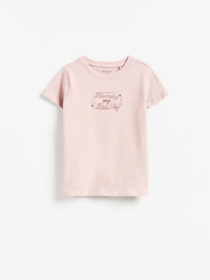 Reserved - T-shirt z nadrukiem - brudny róż