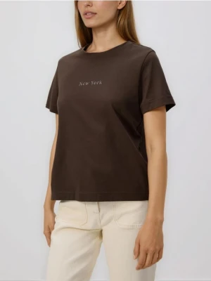 Reserved - T-shirt z nadrukiem - ciemnobrązowy
