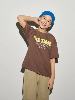 Reserved - T-shirt z nadrukiem - ciemnobrązowy