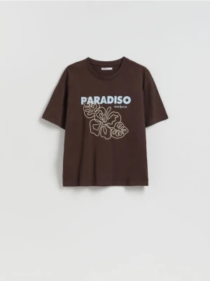 Reserved - T-shirt z nadrukiem - ciemnobrązowy