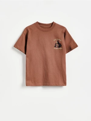 Reserved - T-shirt z nadrukiem - ciemnobrązowy