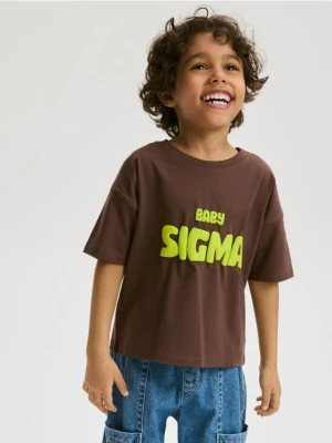 Reserved - T-shirt z nadrukiem - ciemnofioletowy