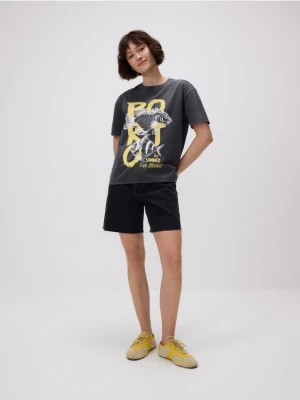 Reserved - T-shirt z nadrukiem - ciemnoszary