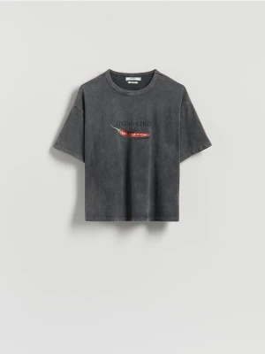 Reserved - T-shirt z nadrukiem - ciemnoszary
