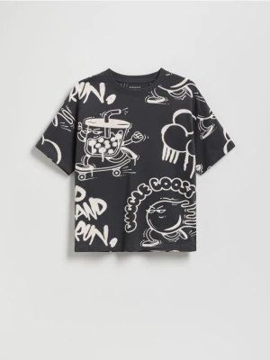 Reserved - T-shirt z nadrukiem - ciemnoszary