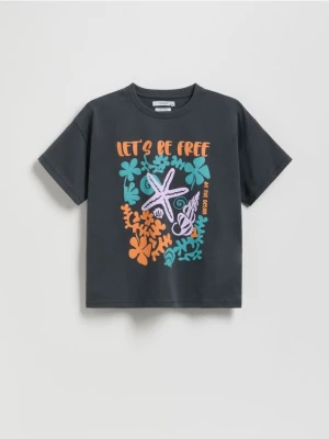 Reserved - T-shirt z nadrukiem - ciemnoszary