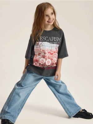 Reserved - T-shirt z nadrukiem - ciemnoszary